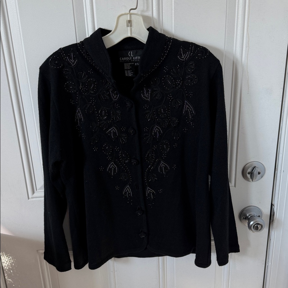 Carole Little Black Embroidered Jacket LP
